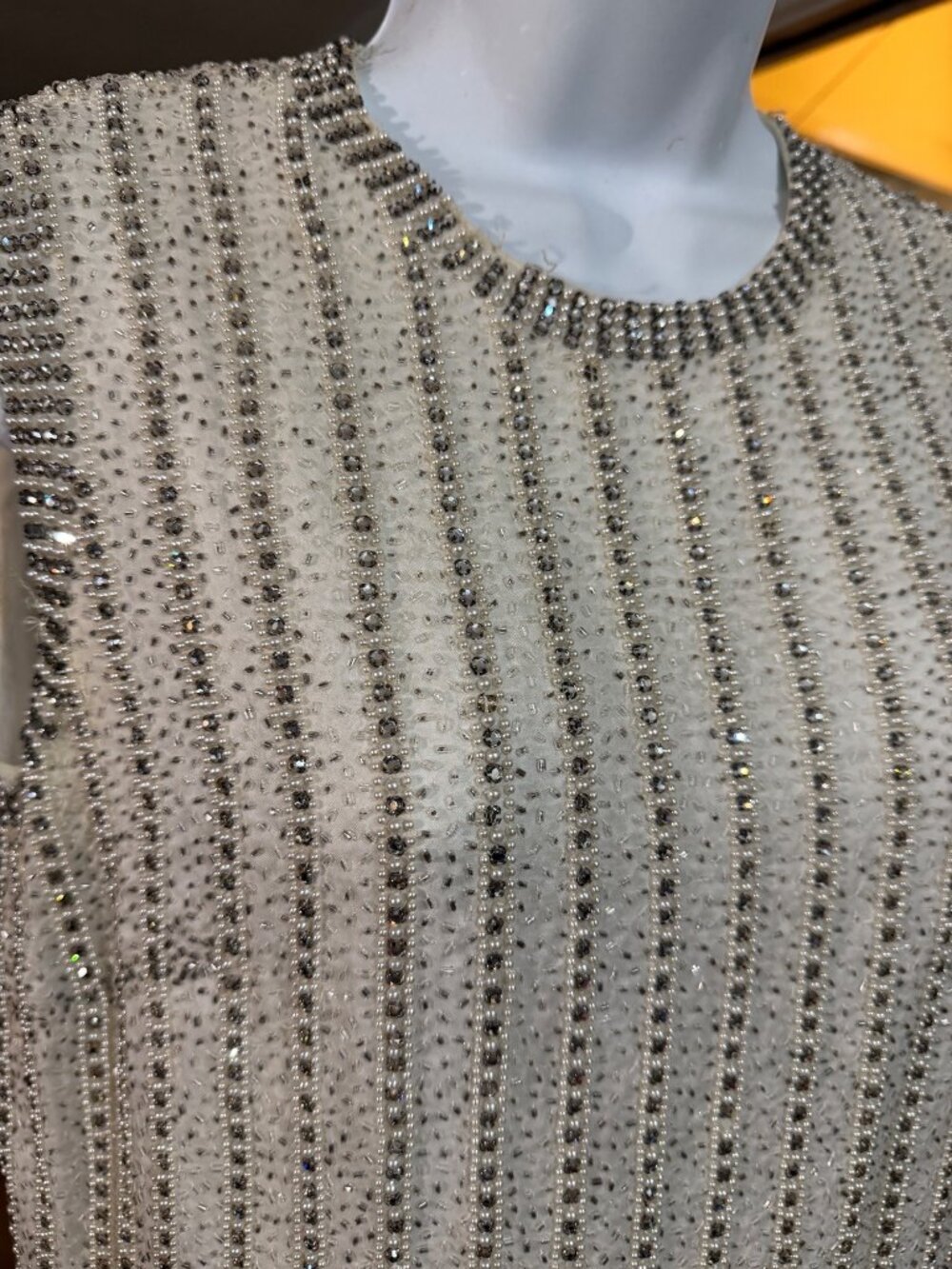 Vintage 1960s Seaton Enterprises Hand Beaded Sleeveless Dress With Black Pleated - Picture 2 of 7